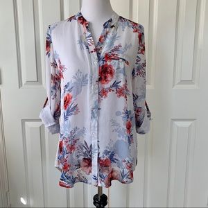 Kut fromthe Kloth sheer floral tunic button top